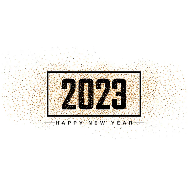 Gelukkig Nieuwjaar 2023 Gouden Glitters Achtergrond Ontwerp Vector — Stockvector
