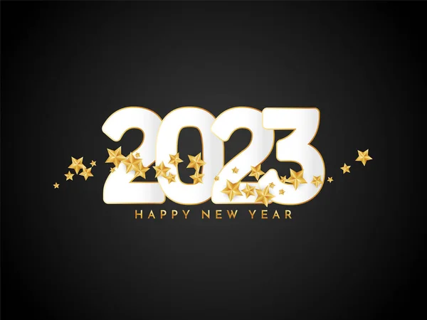 祝你新年快乐 2023年黑色背景 有金色的星星矢量 — 图库矢量图片