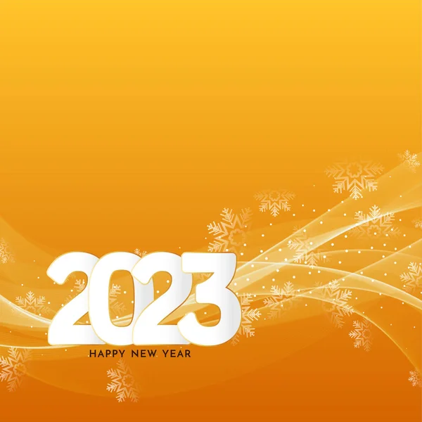 Felice Anno Nuovo 2023 Luminoso Giallo Ondulato Sfondo Vettore Progettazione — Vettoriale Stock