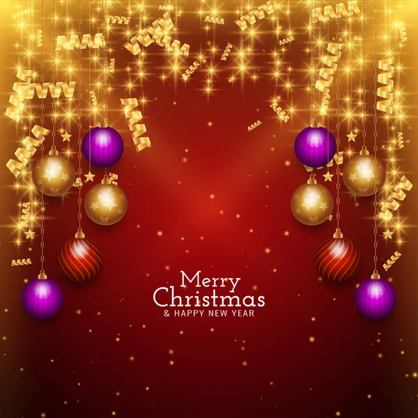 メリークリスマスフェスティバル光沢のある星赤い背景デザインベクトル — ストックベクタ
