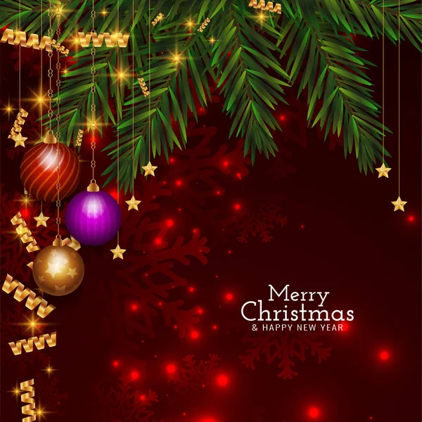 メリークリスマスお祝い赤の背景デザインベクトル — ストックベクタ