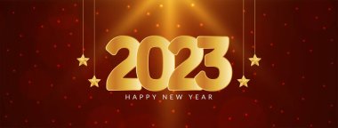 Mutlu yıllar 2023 şık bayrak tasarım vektörü
