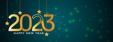 Mutlu yıllar 2023 şık bayrak tasarım vektörü