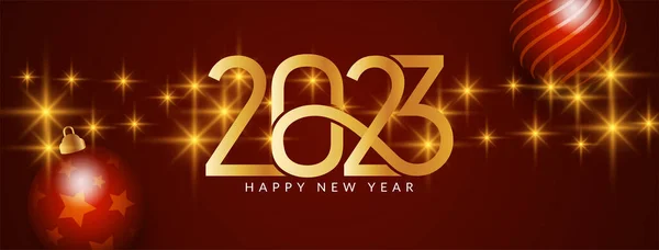 Feliz Ano Novo 2023 Celebração Saudação Banner Design Vector —  Vetores de Stock