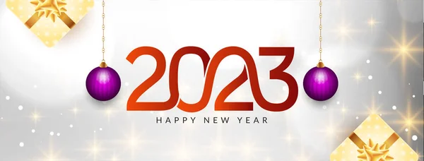 Bonne Année 2023 Célébration Salutation Bannière Design Vecteur — Image vectorielle