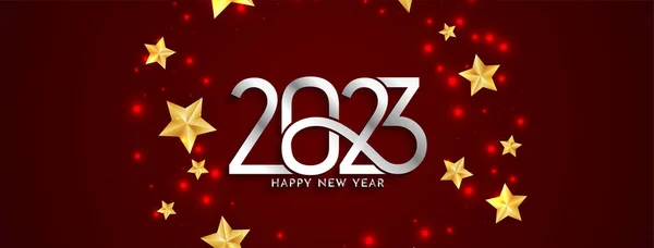 Feliz Ano Novo 2023 Celebração Saudação Banner Design Vector — Vetor de Stock