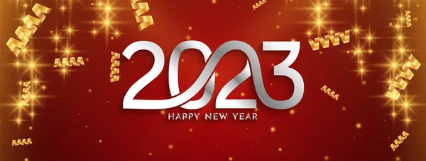 Feliz Año Nuevo 2023 Moderno Decorativo Banner Diseño Vector — Archivo Imágenes Vectoriales