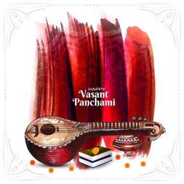 Mutlu Vasant Panchami Hint dini festivali arka plan tasarım vektörü