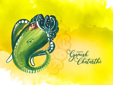 Happy Ganesh Chaturthi festival bright yellow background design vector