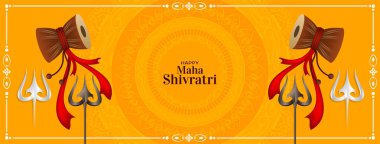 Happy Maha Shivratri traditional lord Shiva festival banner design vector