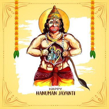 Happy Hanuman Jayanti Indian religious festival background vector