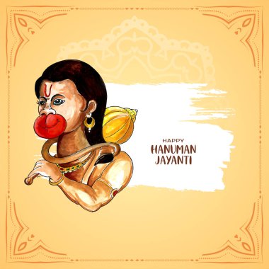 Happy Hanuman Jayanti traditional Hindu festival card vector