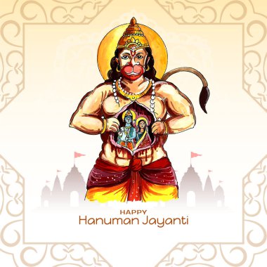 Happy Hanuman Jayanti traditional Hindu festival card vector