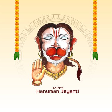 Beautiful Happy Hanuman Jayanti Indian mythological festival card vector