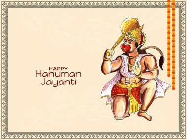 Happy Hanuman Jayanti traditional Hindu festival card vector