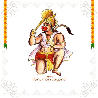 Happy Hanuman Jayanti traditional Hindu festival card vector
