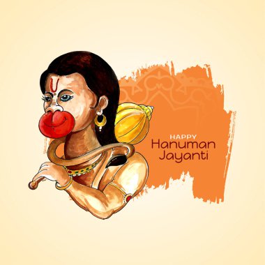 Happy Hanuman Jayanti traditional Hindu festival card vector