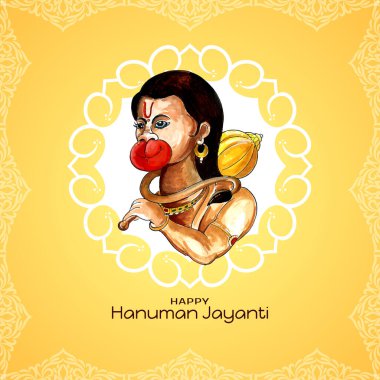 Happy Hanuman Jayanti traditional Hindu festival card vector