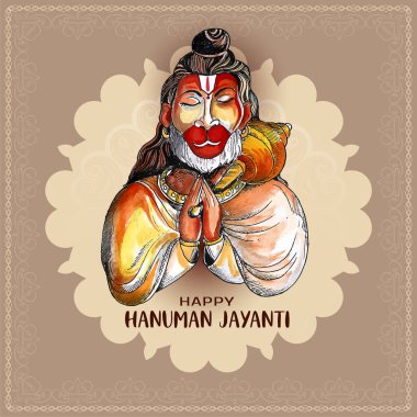 Happy Hanuman Jayanti traditional Hindu festival card vector