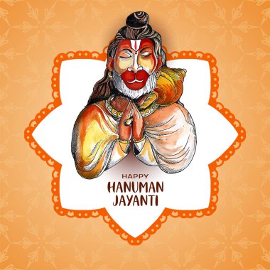 Happy Hanuman Jayanti traditional Hindu festival card vector