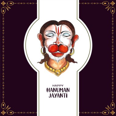 Beautiful Happy Hanuman Jayanti Indian mythological festival card vector