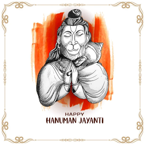 Happy Hanuman Jayanti Traditional Hindu Festival Card Vector — Vetor de Stock