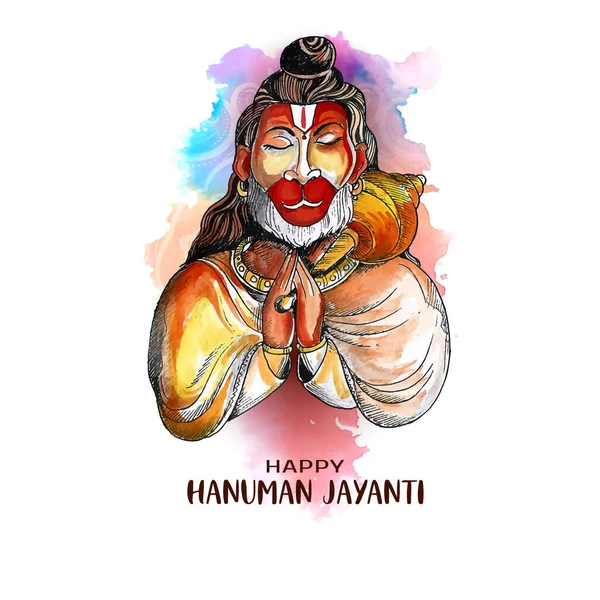 Happy Hanuman Jayanti Traditional Indian Festival Celebration Background Vector — Vetor de Stock