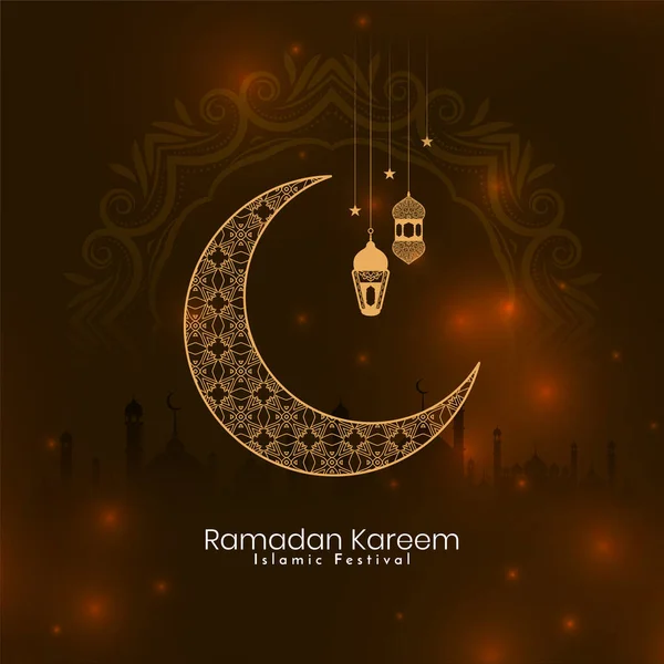 Ramadan Kareem Festival Islâmico Celebração Decorativa Fundo Vetor — Vetor de Stock