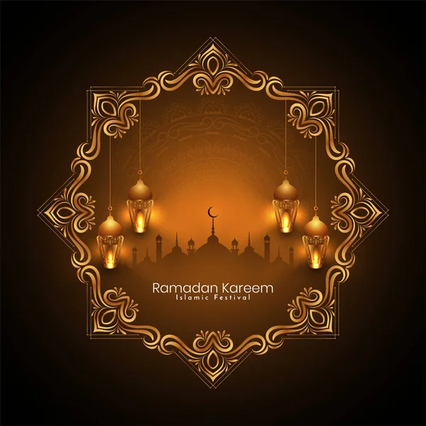 Ramadán Kareem Festival Cultural Islámico Saludo Vector Fondo — Archivo Imágenes Vectoriales