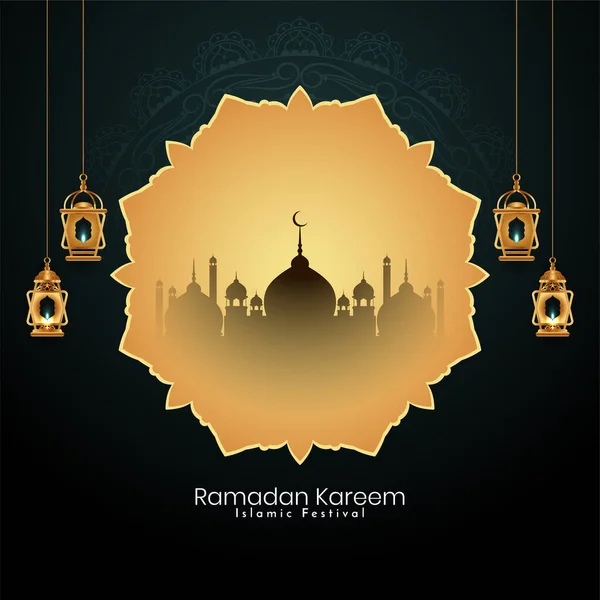 Belo Vetor Fundo Tradicional Islâmico Ramadan Kareem —  Vetores de Stock