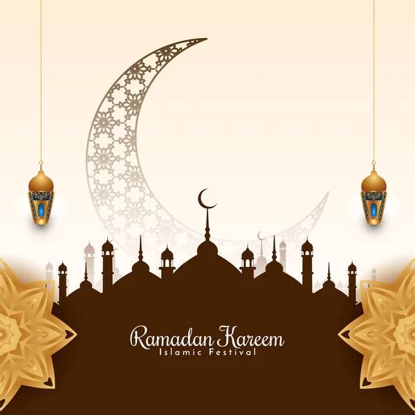 Ramadan Kareem Kulturella Islamiska Festival Hälsning Bakgrund Vektor — Stock vektor