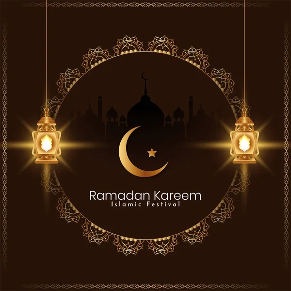 Ramadán Kareem Festival Islámico Hermoso Saludo Vector Fondo — Archivo Imágenes Vectoriales