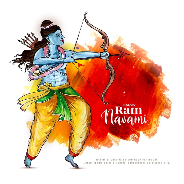 Happy Ram Navami Παραδοσιακή Ινδική Γιορτή Κάρτα Σχεδιασμό Διάνυσμα — Διανυσματικό Αρχείο