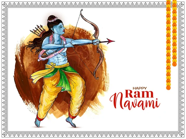 Hagyományos Boldog Ram Navami Fesztivál Ünneplés Üdvözlő Kártya Vektor — Stock Vector