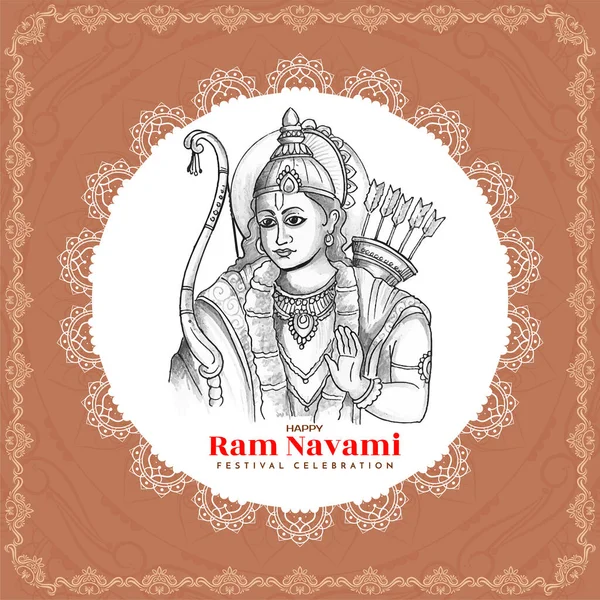 Happy Ram Navami Γιορτή Ευχετήρια Κάρτα Σχεδιασμό Φορέα — Διανυσματικό Αρχείο
