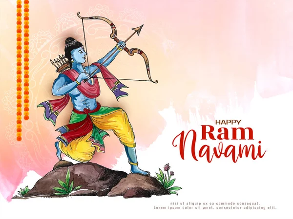 Happy Ram Navami Γιορτή Φεστιβάλ Θρησκευτικό Υπόβαθρο Σχεδιασμό Διάνυσμα — Διανυσματικό Αρχείο