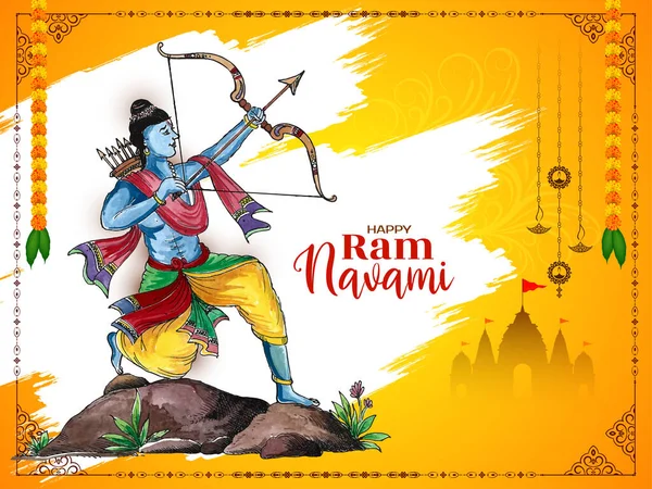 Happy Ram Navami Φεστιβάλ Παραδοσιακή Γιορτή Φόντο Σχεδιασμό Διάνυσμα — Διανυσματικό Αρχείο