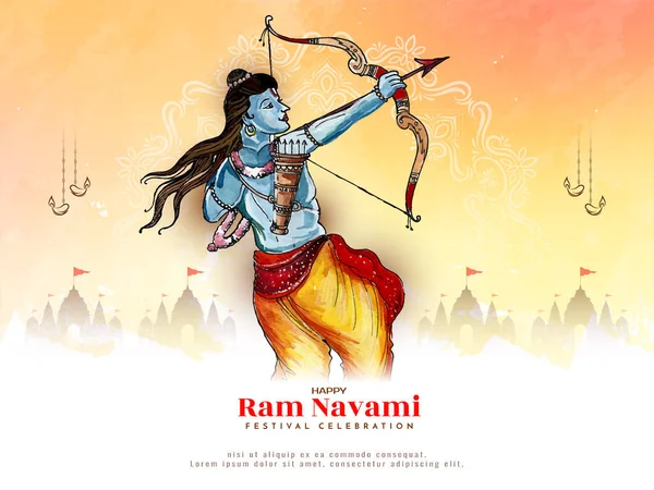 Happy Ram Navami Indiai Kulturális Fesztivál Ünneplés Háttér Tervezés Vektor — Stock Vector