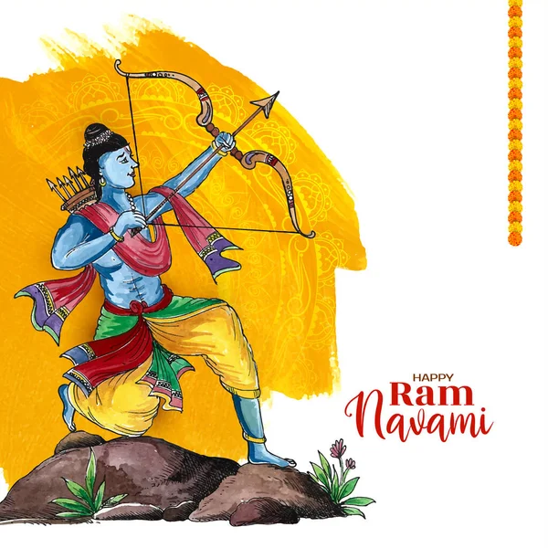 Happy Ram Navami Fesztivál Ünneplés Üdvözlő Kártya Design Vektor — Stock Vector