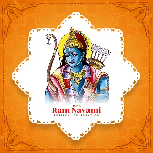 Happy Ram Navami Festival Celebration Religious Greeting Card Design Vector — Stock Vector