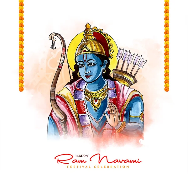 Happy Ram Navami Cultural Hindu Festival Celebration Greeting Card Design — Stock Vector