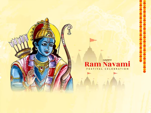 Happy Ram Navami Ινδικό Φεστιβάλ Γιορτή Θρησκευτική Κάρτα Διάνυσμα — Διανυσματικό Αρχείο