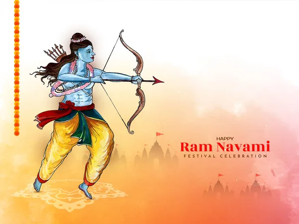 Θρησκευτικά Happy Ram Navami Γιορτή Φόντο Σχεδιασμό Διάνυσμα — Διανυσματικό Αρχείο