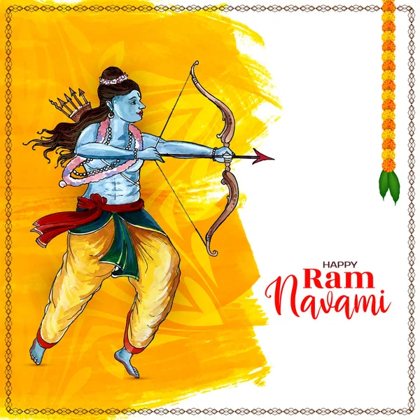 Happy Ram Navami Ινδικό Φεστιβάλ Γιορτή Θρησκευτική Κάρτα Διάνυσμα — Διανυσματικό Αρχείο