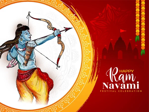 Happy Ram Navami Hagyományos Indiai Fesztivál Háttér Tervezés Vektor — Stock Vector