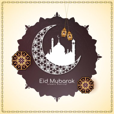 Bayram Mübarek festivali etnik İslami arkaplan tasarım vektörünü kutladı