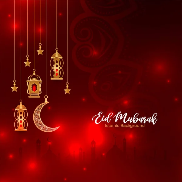 Eid Mubarak Musulmán Festival Religioso Tarjeta Felicitación Diseño Vector — Vector de stock