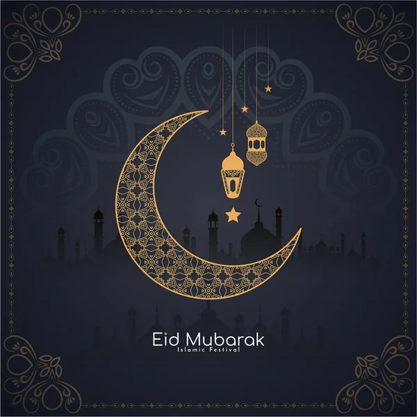 stock vector Beautiful Eid Mubarak festival greeting islamic card crescent moon design vector