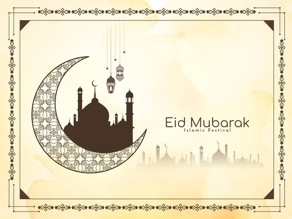 Eid Mubarak Religioso Muçulmano Festival Decorativo Fundo Design Vetor — Vetor de Stock