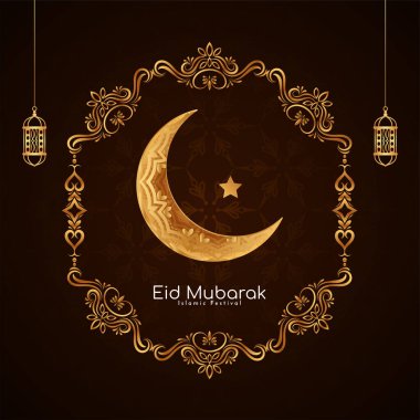 Religious Islamic Eid Mubarak festival background design vector clipart